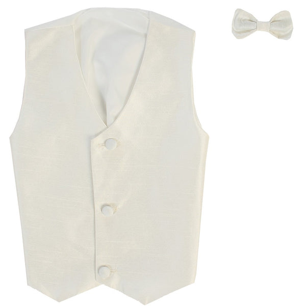 Lito Little Boys Ivory Poly Silk Vest Bowtie Special Occasion Set 2T-7 - SophiasStyle.com